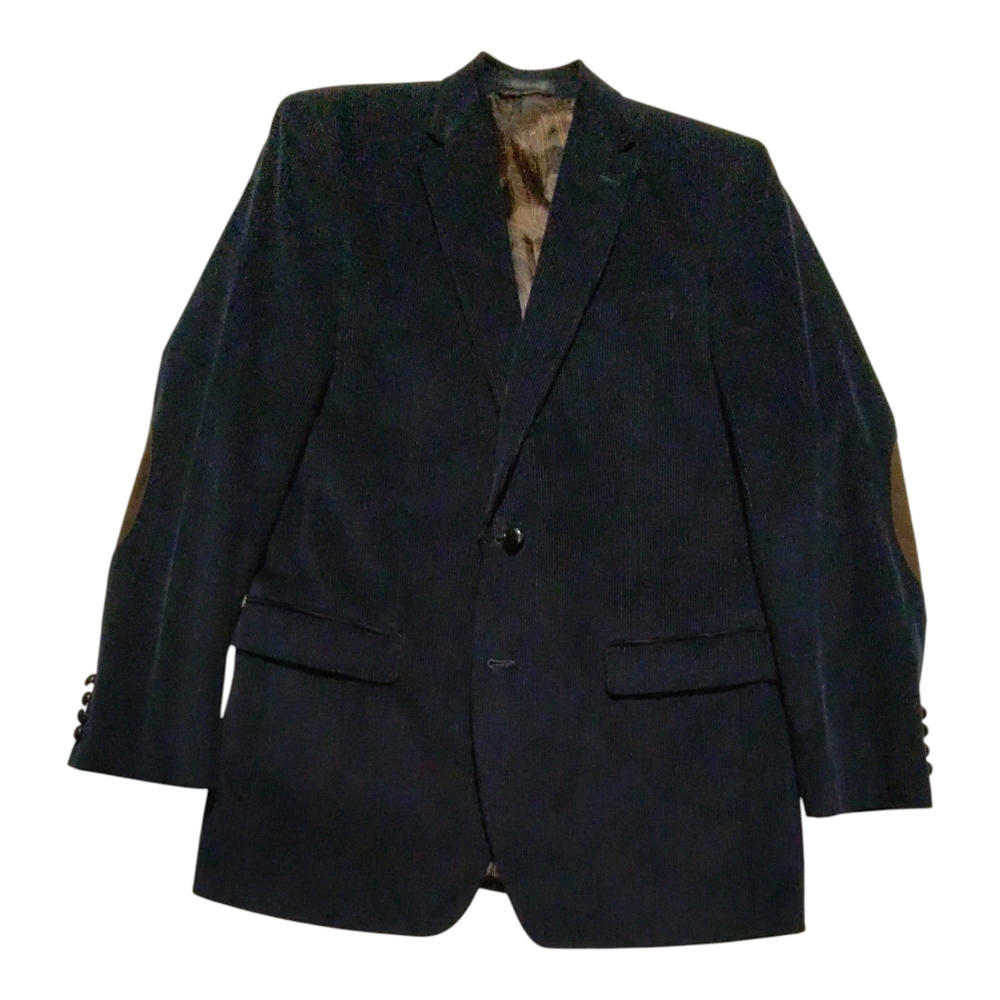 Lauren Ralph Lauren Mens 40L Navy Corduroy Sport Coat Blazer Elbow Patches EUC